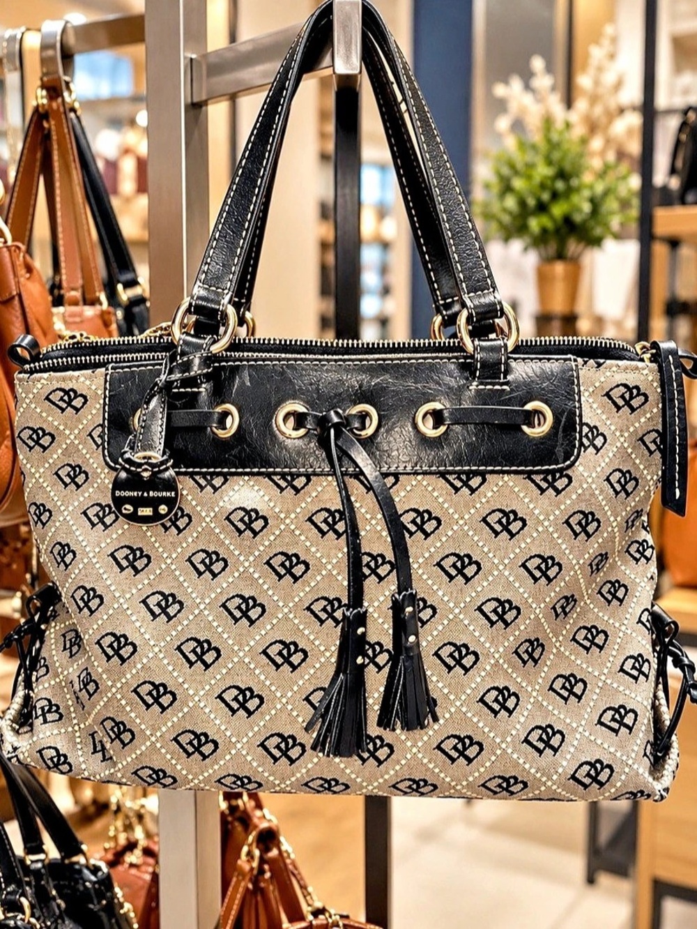 Dooney & Bourke Signature DB Monogram Canvas Drawstring Tote